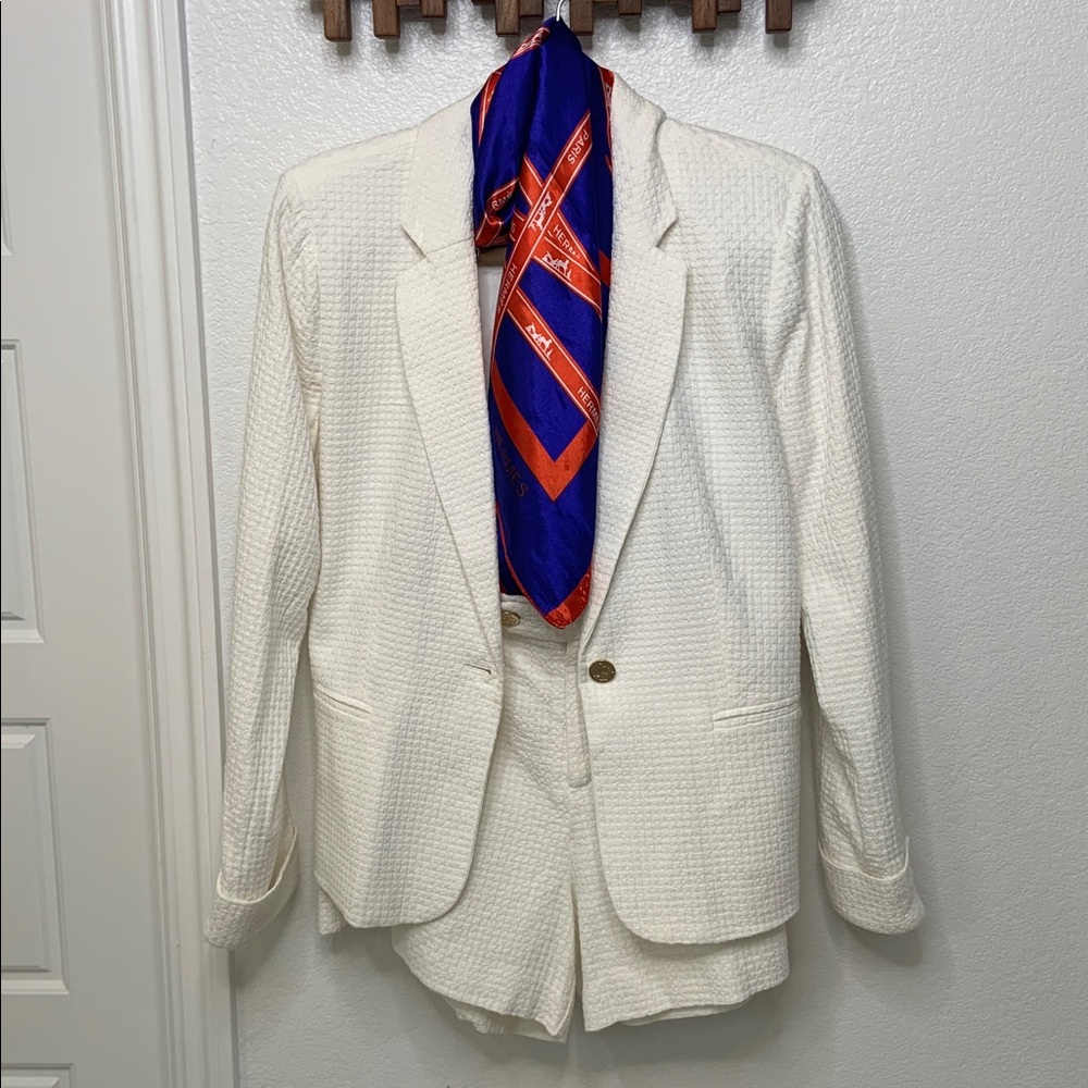 Draper James Textured White Blazer and Shorts Set